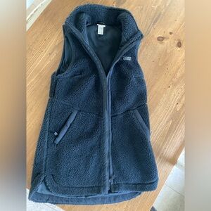 L.L. Bean Black Long  Sherpa Vest